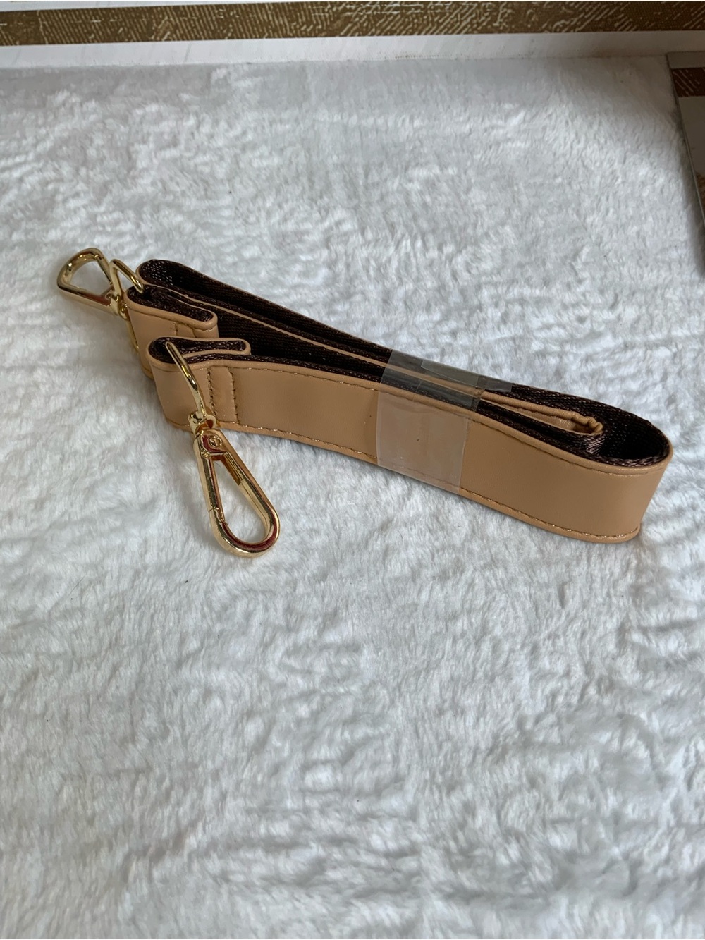 Detachable Beige Shoulder Strap with Gold Hardware